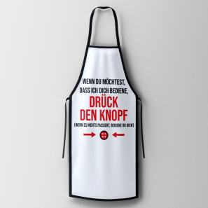 Bedrukte Keukenschort 'Druk op de knop' 60x90cm