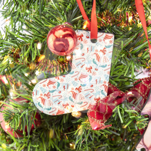 Houten Kerstornament Laars met Bedrukking