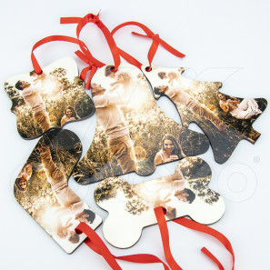 Houten kerstornamenten met foto (set)