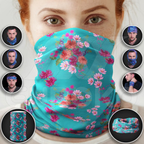 Pre-Produced Tube Scarf Colourful Flowers