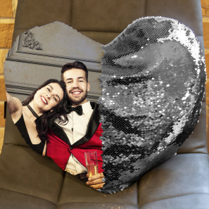 Coussin Personnalisé Coeur à Paillettes