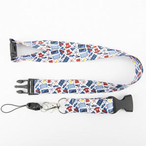 Lanyard football pré-imprimé avec mousqueton 20 mm