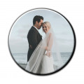 Magnet photo en bois personnalisé rond 9,5 cm
