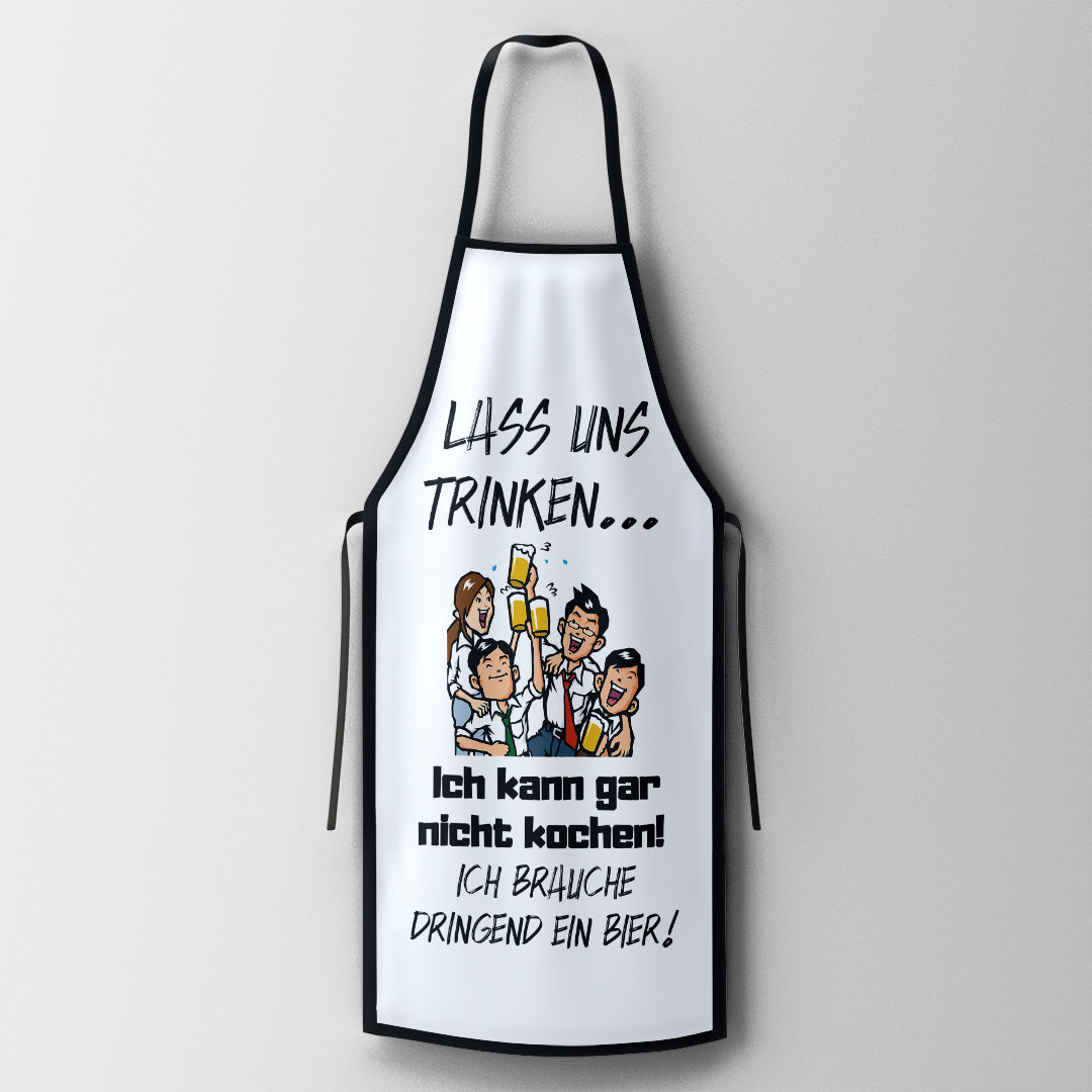 Design humoristique avec slogan allemand et illustration colorée.