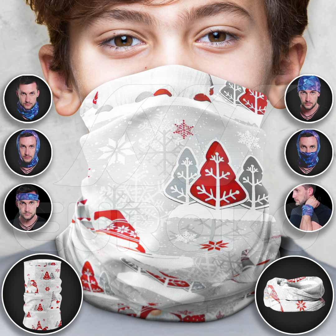 Draag het op vijf verschillende manieren: als col, hoofdband of masker.