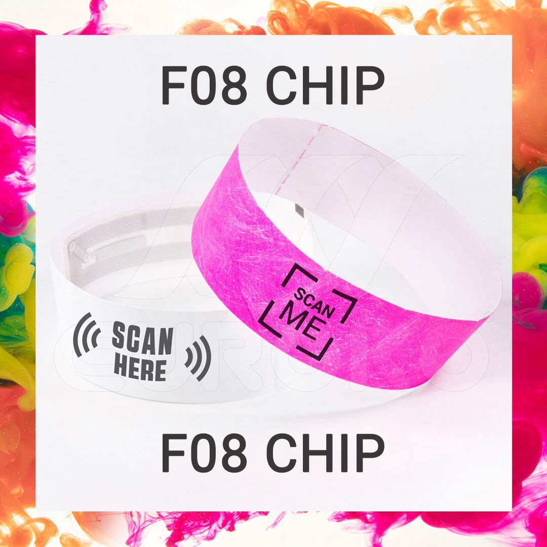Ontdek de krachtige F08 NFC-chip technologie in onze polsbandjes.