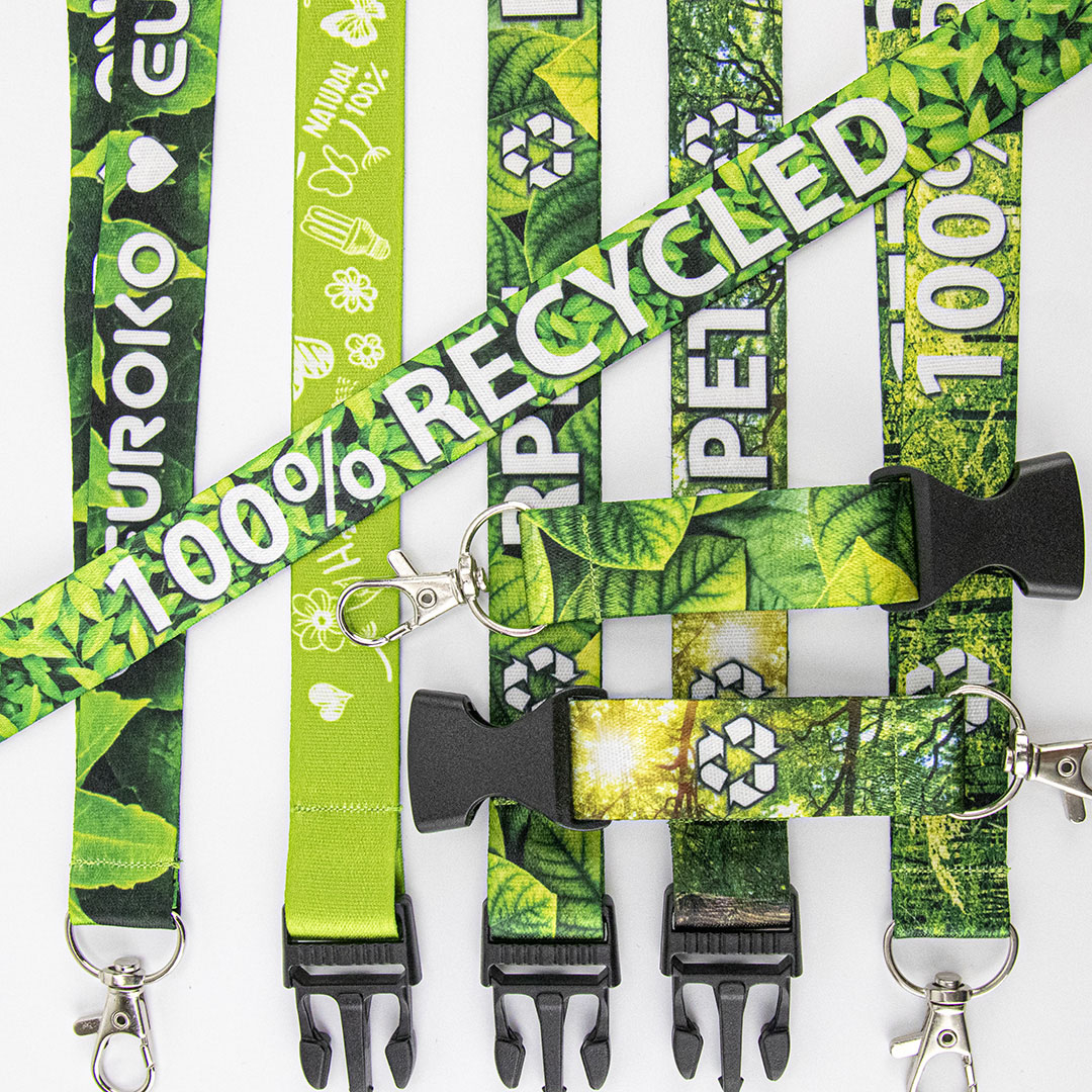 Onze eco lanyards van 100% gerecycled RPET voor een duurzame keuze.