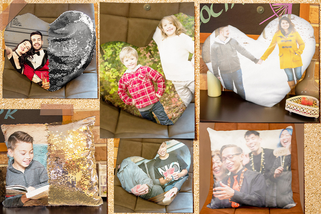 Kies uit 4 prachtige paillettenkleuren voor jouw fotokussen.